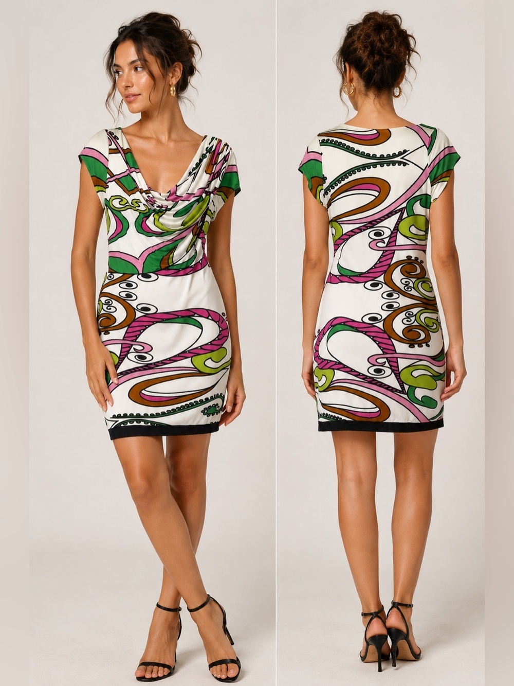 Analili Shift Dress Multicolor Artsy Jersey Excellent Size L